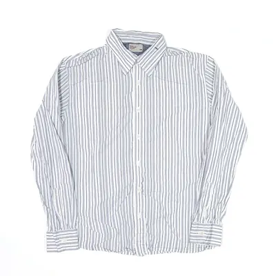 TOMMY HILFIGER Shirt White Striped Long Sleeve Mens L