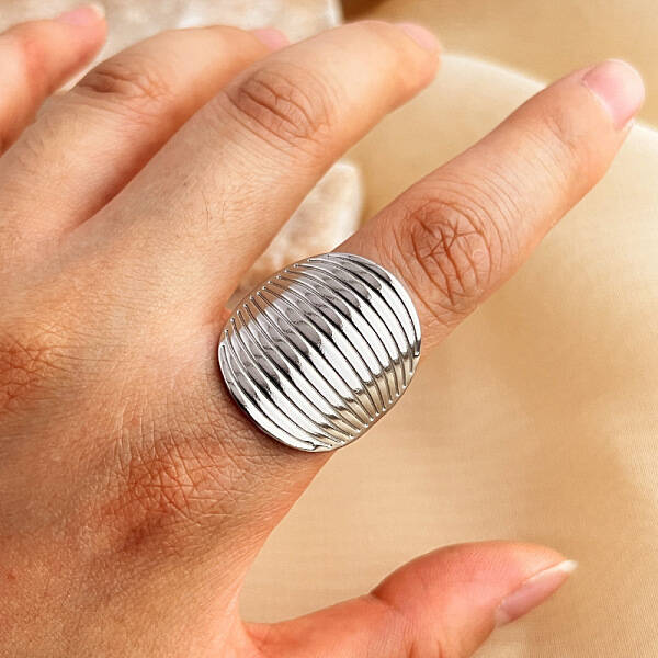 Oval 304 Stainless Steel Cuff Rings for Women