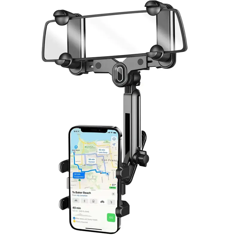 360° Rotation Rear View Mirror Phone Holder GPS Phone Mount for car, Adjustable Rotatable Car Phone Mount Rearview Mirror Ph...