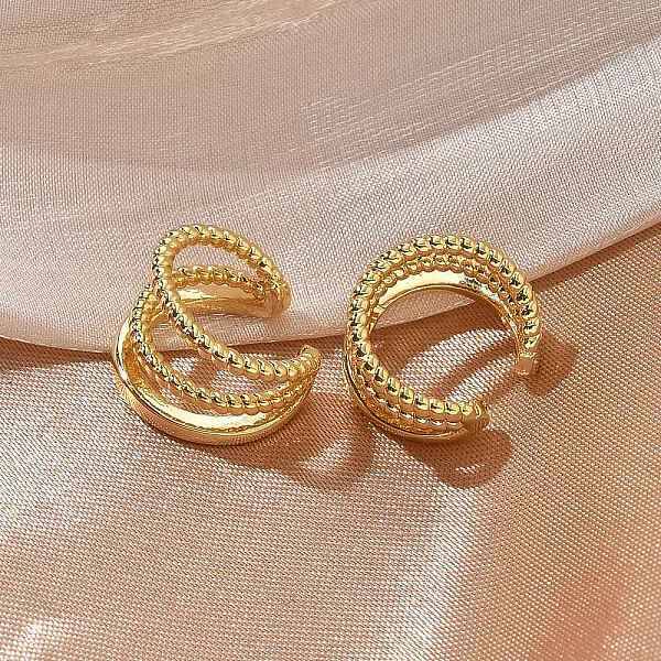 Triple-Layer Brass Open Cuff Earrings for Women