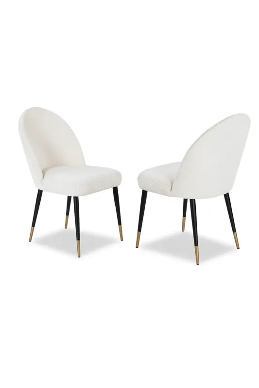 White Bouclé Dining Chair Set (2) | Liang & Eimil Alfa
