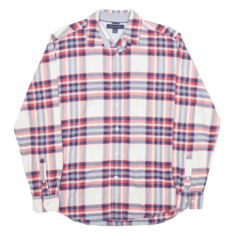 TOMMY HILFIGER Shirt White Check Long Sleeve Mens M