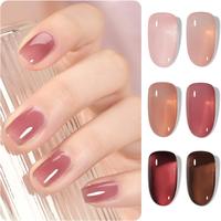 GAOY Rose Garden Jelly Gel Nail Polish of 6 Transparent Nude Red Pink Brown Colors Sheer Gel Polish Kit for Salon Manicure an...
