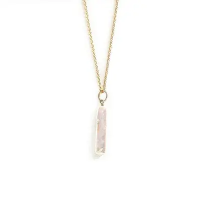 Nora Pearl Necklace Gold | Size: 1.5 in Pearl + 18 in. Chain