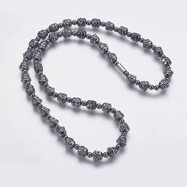 Non-magnetic Synthetic Hematite Mala Beads Necklaces
