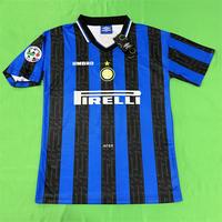 UMBRO 97/98 Inter Milan Home Serie A Short Sleeve Top No.10 Ronaldo Luiz Vintage Soccer Jerseys