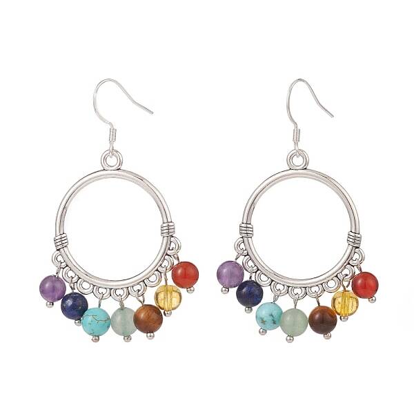 Natural & Synthetic Mixed Gemstone Chandelier Earrings