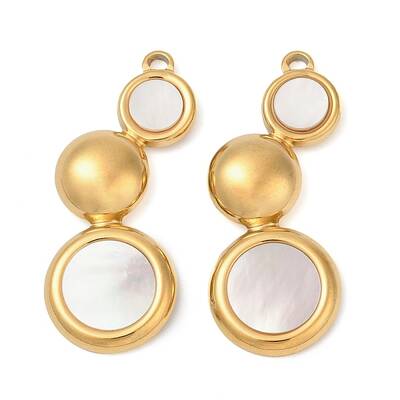 304 Stainless Steel Natural White Shell Pendants
