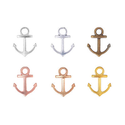 90pcs 6 Colors Tibetan Alloy Nautical Anchor Charms Beads Ship Sign Metal Pedants for DIY Bracelet Necklace Jewelry Making
