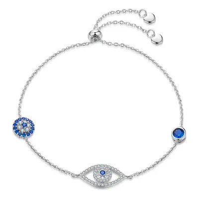 BAMOER 925 Sterling Silver Zircon Crystal Evil Eye Bracelet For Women Protection Lucky Silver Jewelry To Mom Wife Girlfriend ...