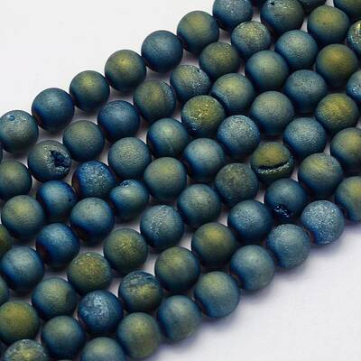 Electroplate Natural Druzy Agate Beads Strands