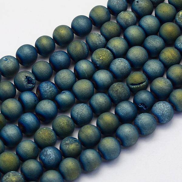 Electroplate Natural Druzy Agate Beads Strands