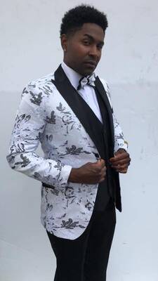 Jen1-26	KK784 White Black - Mens Wholesale Blazers
