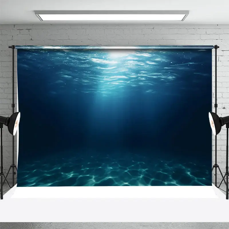 Dark Blue Undersea Wavy Shadow Photo Studio Backdrop - Aperturee
