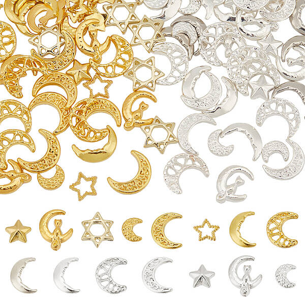 90Pcs 15 Style Alloy Cabochons