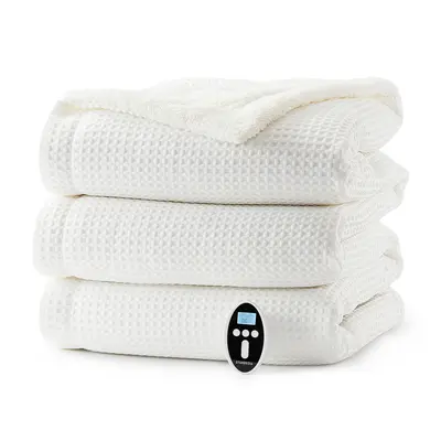 Garvee Heated Blanket Throw Queen, Waffle Electric Blanket with Wireless LCD Controller, Machine Washable, Fast Heating, 6 He...