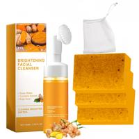Turmeric Wash and Care Two Piece Set - Turmeric Cleansing Mousse & Turmeric Soap Facial Cleansing - Comfortable Facial Cleans...