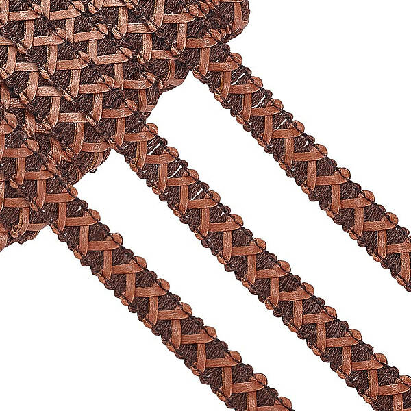 BENECREAT 15 Yard Coffee Brown Faux Leather Braid Trims