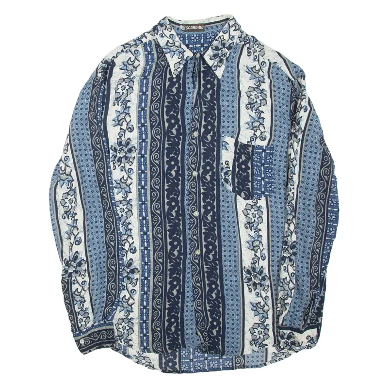 ESCONDIDO Mens Shirt Blue Floral Long Sleeve XL