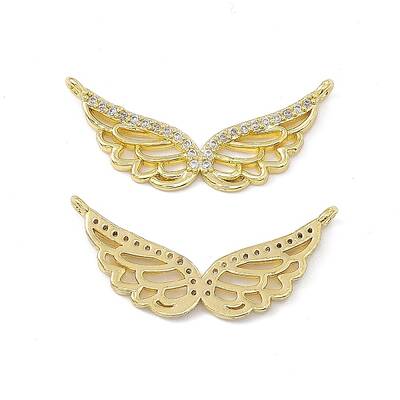 Brass Micro Pave Clear Cubic Zirconia Connector Charms