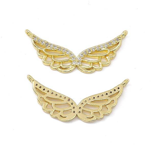 Brass Micro Pave Clear Cubic Zirconia Connector Charms