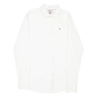 TOMMY HILFIGER Mens Plain Shirt White Long Sleeve M