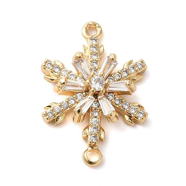 Brass Pave Clear Cubic Zirconia Connector Charms