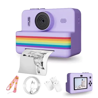 Instant Camera with 3 Print Paper, 2.8 Inch LCD Screen Digital Camera, Rechargeable 1080P Pocket Camera, Birthday Gift for B...