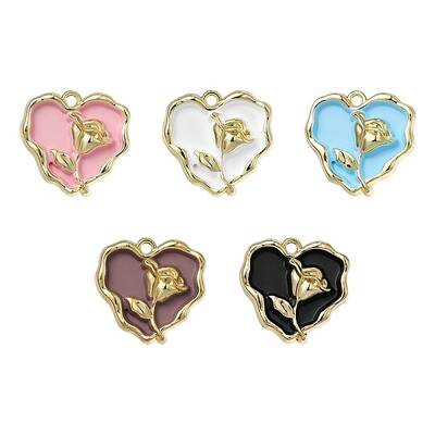 5Pcs Rack Plating Alloy Enamel Pendants