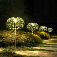 Solar Powered LED Firework Shaped Light, 4 Counts Waterproof Outdoor Garden Light, Decorative Light for Pathway, Lawn, Patio,...