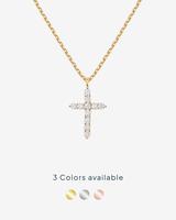 PAVOI 14K Gold Plated Women's Cubic Zirconia Cross Pendant Necklace Gold Plated