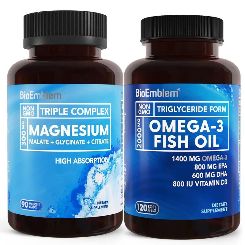 【BioEmblem】Omega-3 Fish Oil fo rHeart, Joint & Brain Health, High Absorption, with 1400mg EPA & DHA Plus Vitamin D3 & Fi