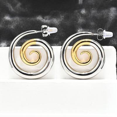 304 Stainless Steel Two-tone Stud Earrings for Women