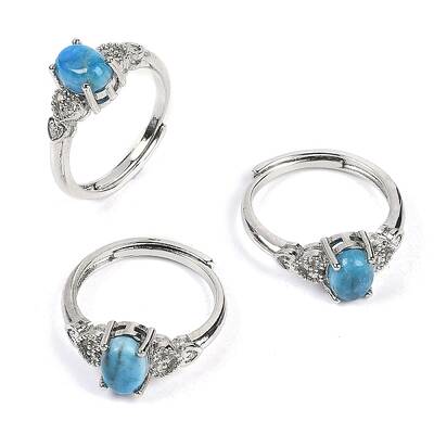 Oval Natural Apatite Adjustable Rings