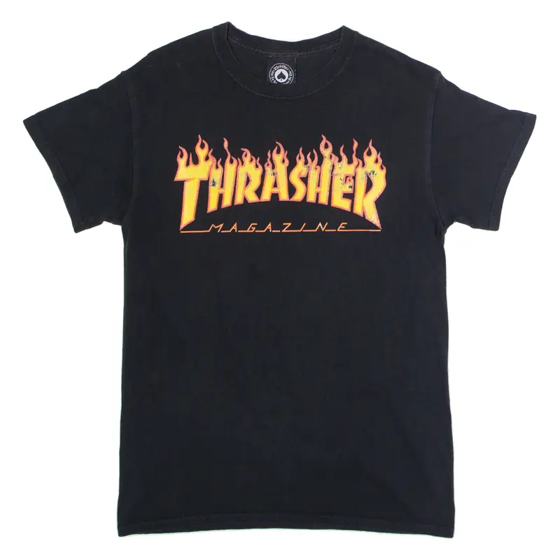 THRASHER Mens T-Shirt Black Crew Neck S