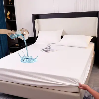 Double Bed Fitted Sheet With 30cm Deep Pocket, 1 Count Solid Color Durable Bedding Sheet, Cozy Bedroom Accessories Comfortabl...