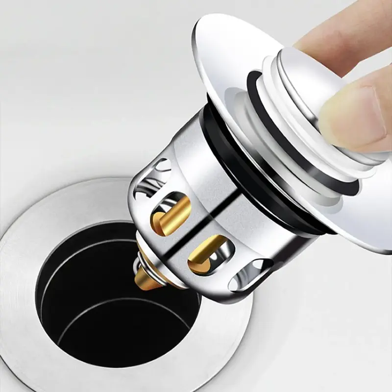 Stainless Steel Shower Bathtub Drain Stopper, 1 Count Pop Up Sink Drain Strainer with Bounce Core, Bathroom Sink Accessories,...