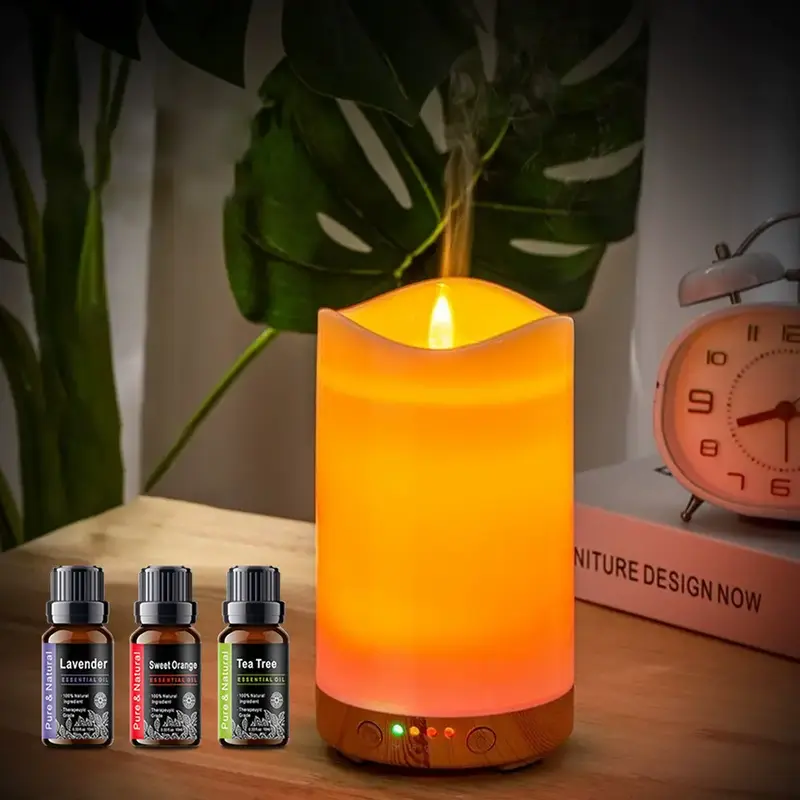 Candle Design Humidifier  Auto Timer, 7-Color LED, 3 Essential Oils for Relaxation