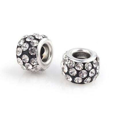Polymer Clay Rhinestone European Beads