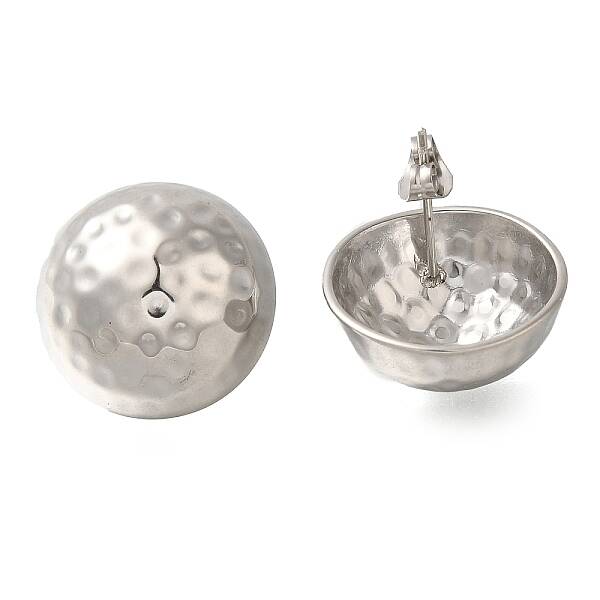 304 Stainless Steel Half Round Stud Earrings