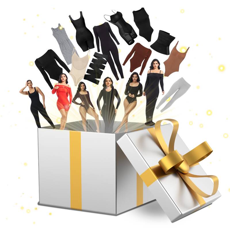 Soo Slick Mystery Box with 4 value items—bodysuit, playsuit, jumpsuit, waist trainers, wraps, leggings, shapewear, brale
