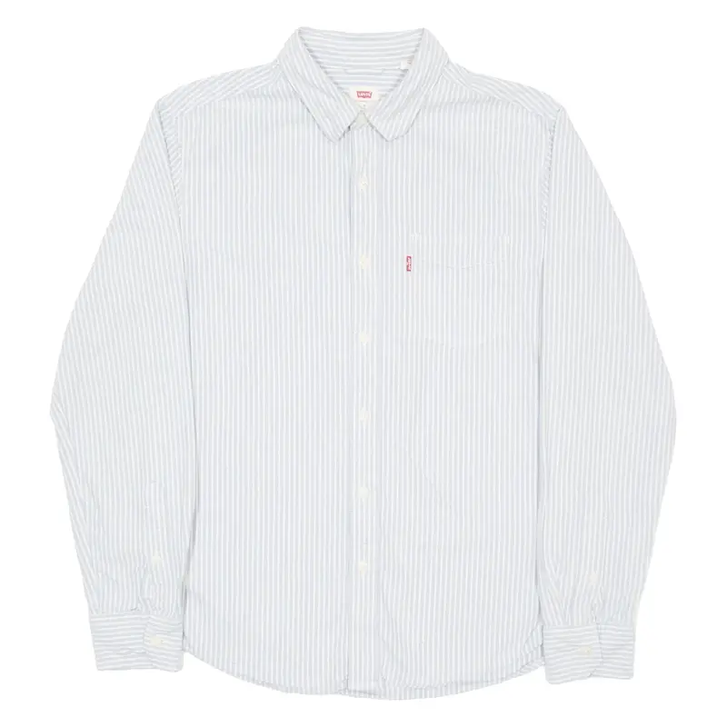 LEVI'S Mens Shirt Blue Striped Long Sleeve S