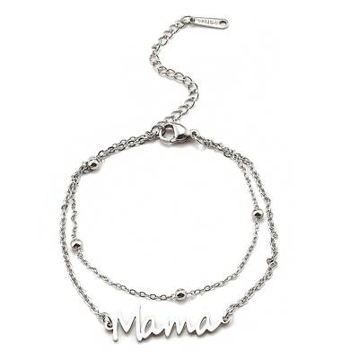 Non-Tarnish Mother's Day 304 Stainless Steel Ma Ma Multi-Strand Link Chains Bracelets for Women