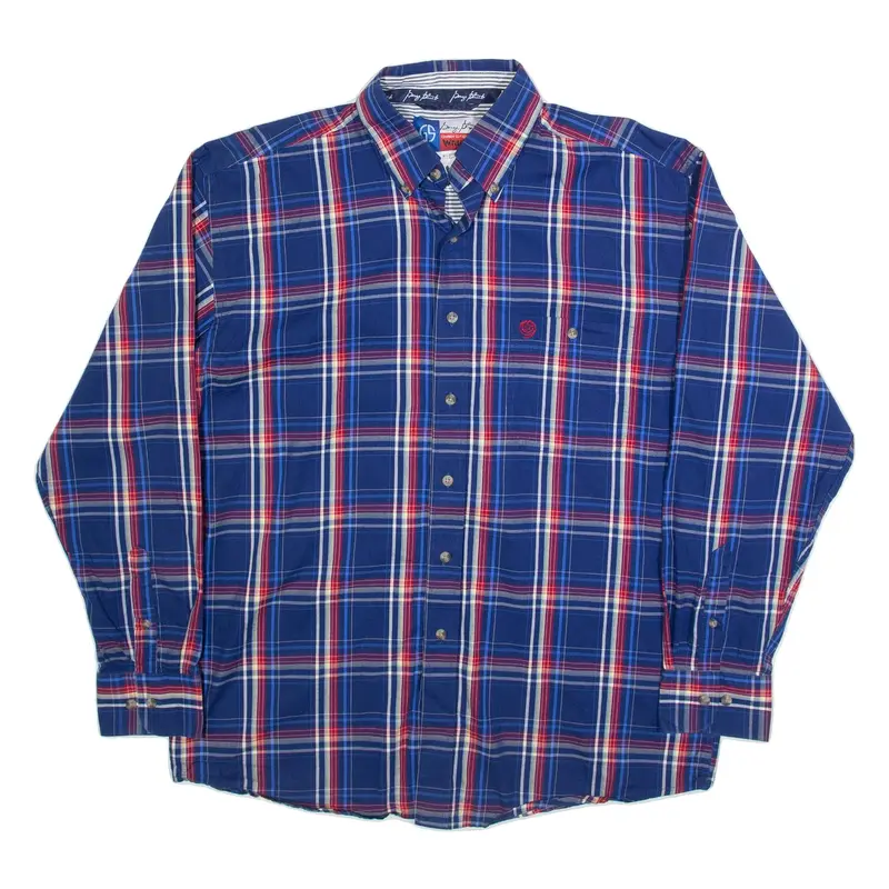 WRANGLER Mens Shirt Blue Check Long Sleeve L