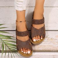 Womens Thick Bottom Braided Cross Sandals Minimalist Summer Casual Slippers Open Toe