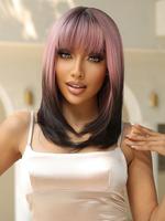 Pink & Black Mid-length Long Straight Wigs for Women, 2024 Trendy 20 Inch Fashion Gorgeous Fluffy Wigs with Bangs, Synthetic ...