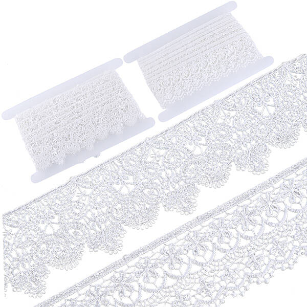 6 Yards 2 Styles Polyester Flower Lace Trim Ribbon