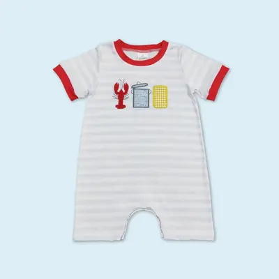 Crawfish corn baby boys short sleeve romper