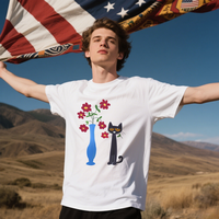 Pete the Cat Flower Shirt,Round Neck Tee - Sleeve T-shirt ， Cotton Casual T-Shirts, Unisex Classic Cotton Crewneck, Funny T...