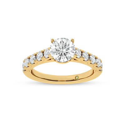 Reno Pavé Set Round Lab Grown Cathedral Diamond Engagement Ring | 18K Yellow Gold 3 1/2 CT. TW.